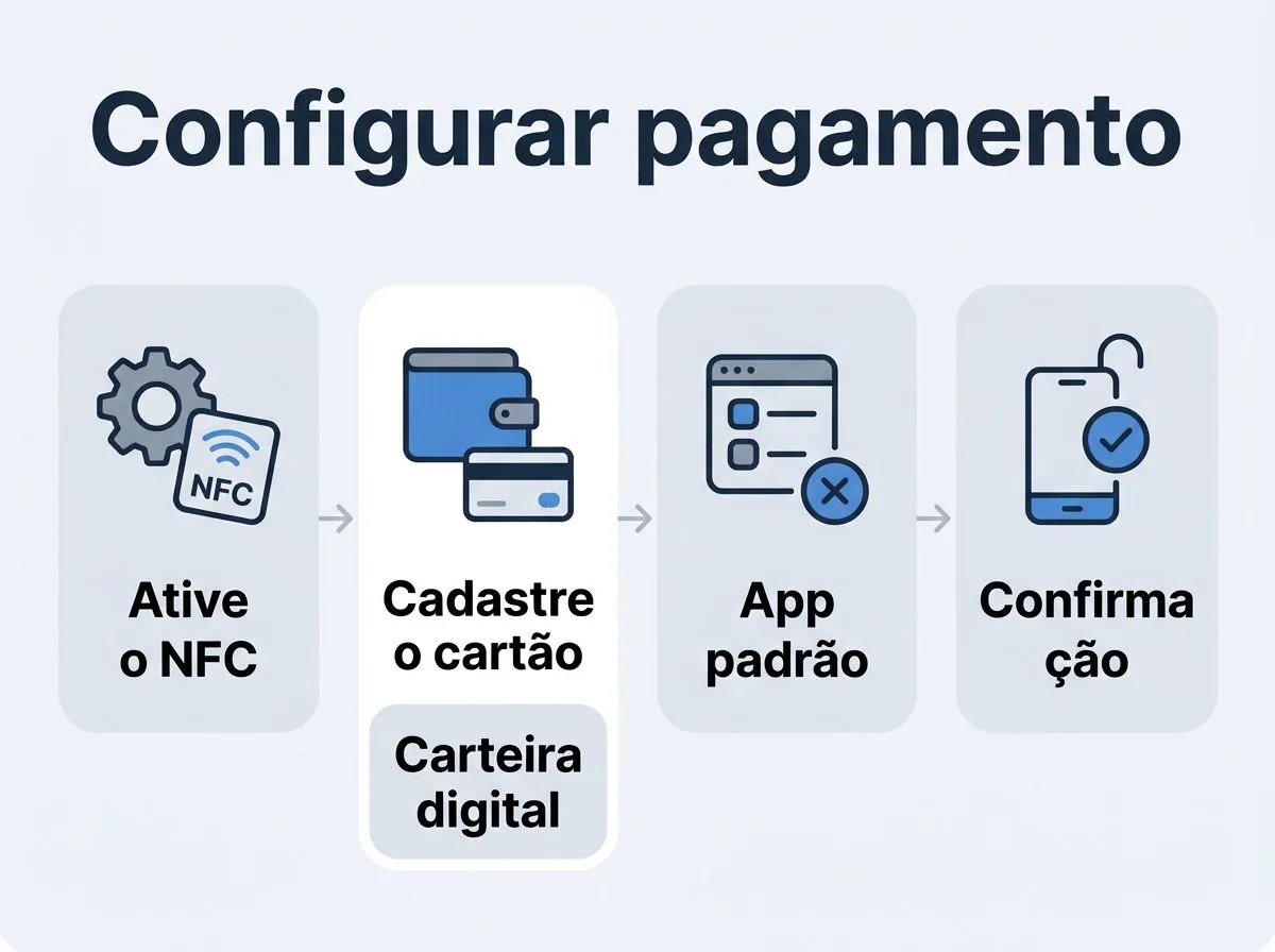 Passo a passo em infográfico para configurar NFC e pagar por aproximação
